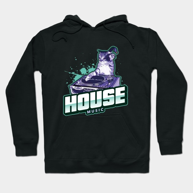 HOUSE MUSIC - Feline The Groove Hoodie by DISCOTHREADZ 